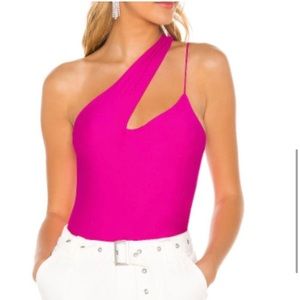 Superdown Olivia Strappy Bodysuit In Bright Magenta pink XS